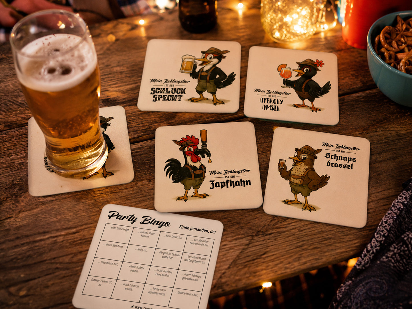 Bierdeckel Bingo – das witzige Partyspiel für jede Feier! | 20er oder 40er Bierdeckelset
