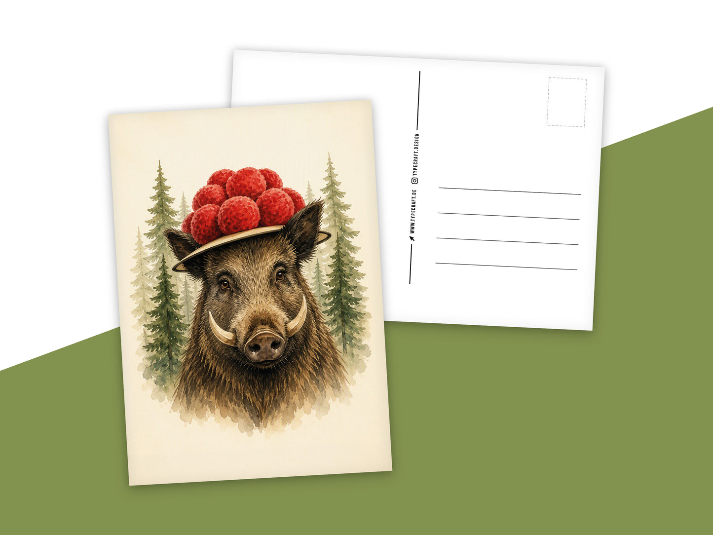 Postkarte: „Bollenstark“ - Schwarzwald Wildschwein