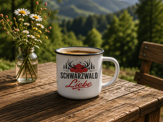 Schwarzwald Liebe - Emaille Tasse (Black)