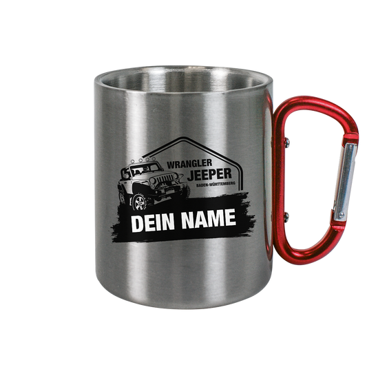 Wrangler Jeeper Baden-Württemberg – Edelstahl Tasse mit Karabinergriff