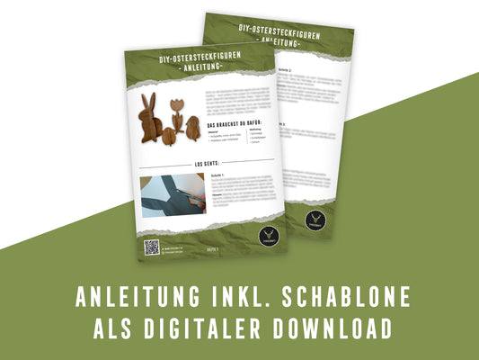 Osterdeko basteln: DIY-Steckfiguren Set aus Holz - Anleitung inkl. Schablone (PDF Download)