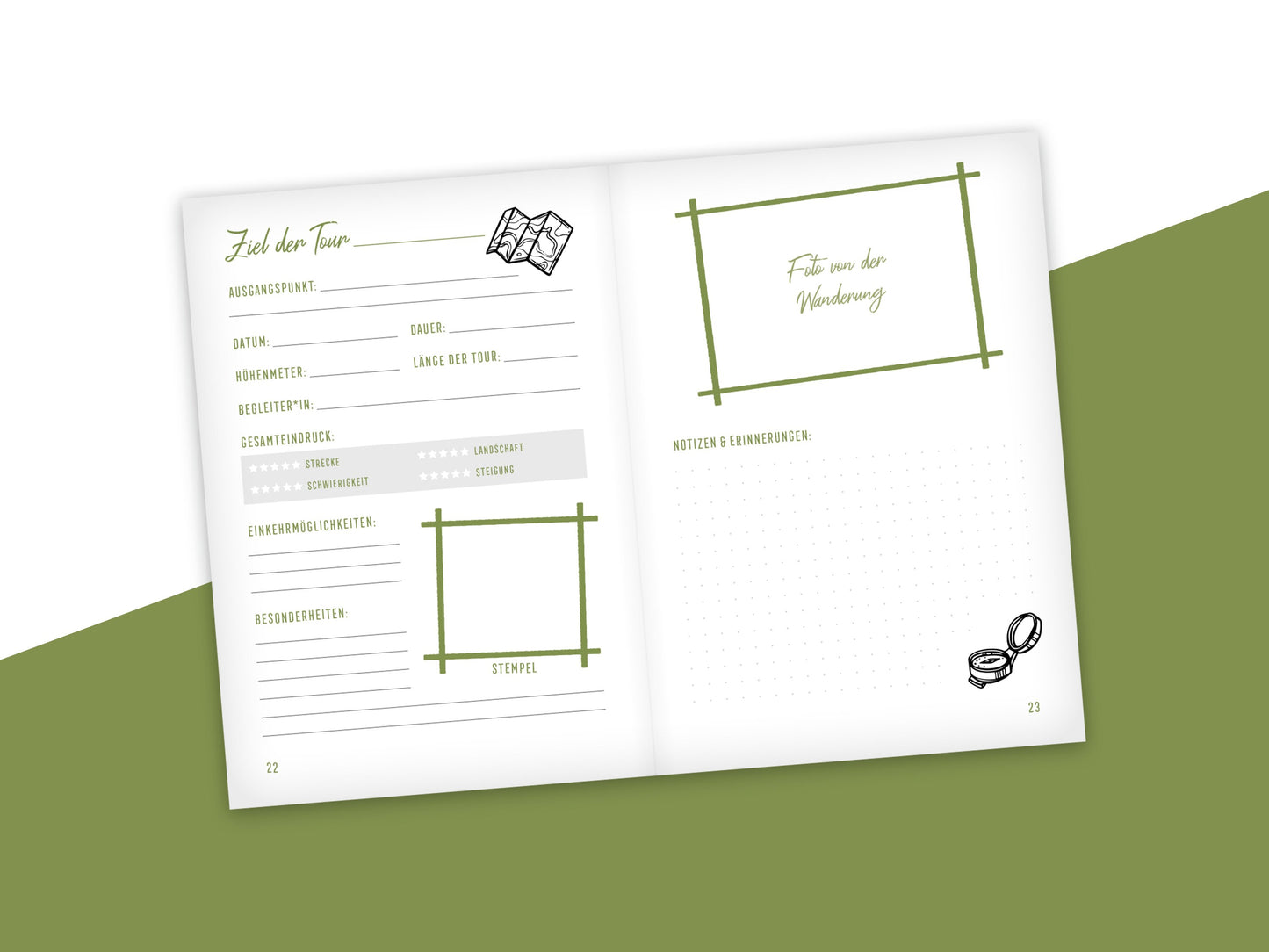 Mein Wander-Tourenbuch - Das Tourenbuch für unterwegs