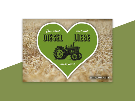 Partysticker "Hier wird DIESEL noch mit LIEBE verbrannt" - 20 Sticker fürs nächste Dorffest, Bauwagenparty oder Festival