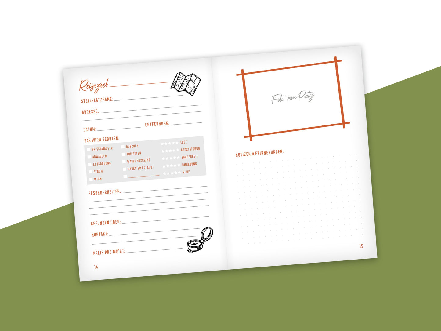 Mein Camping Roadbook – Dein Reisetagebuch für Camper, Vanlife &amp; Outdoor-Abenteuer