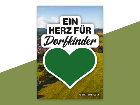 Partysticker "Ein Herz für Dorfkinder" - 20 Sticker fürs nächste Dorffest, Bauwagenparty oder Festival