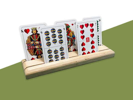 Handgefertigter Kartenhalter aus Holz – Kartenständer für Gesellschaftsspiele & Fotoleiste