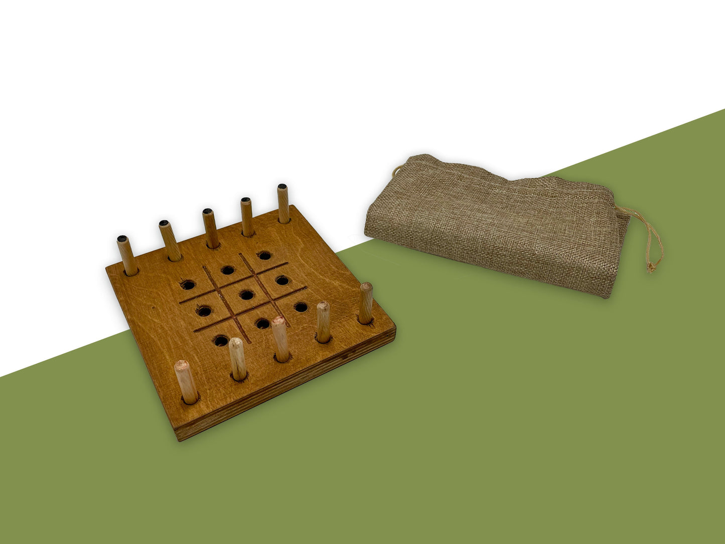 Handgefertigtes Holz-Brettspiel „Tic Tac Toe / Drei gewinnt“ – Spieleklassiker