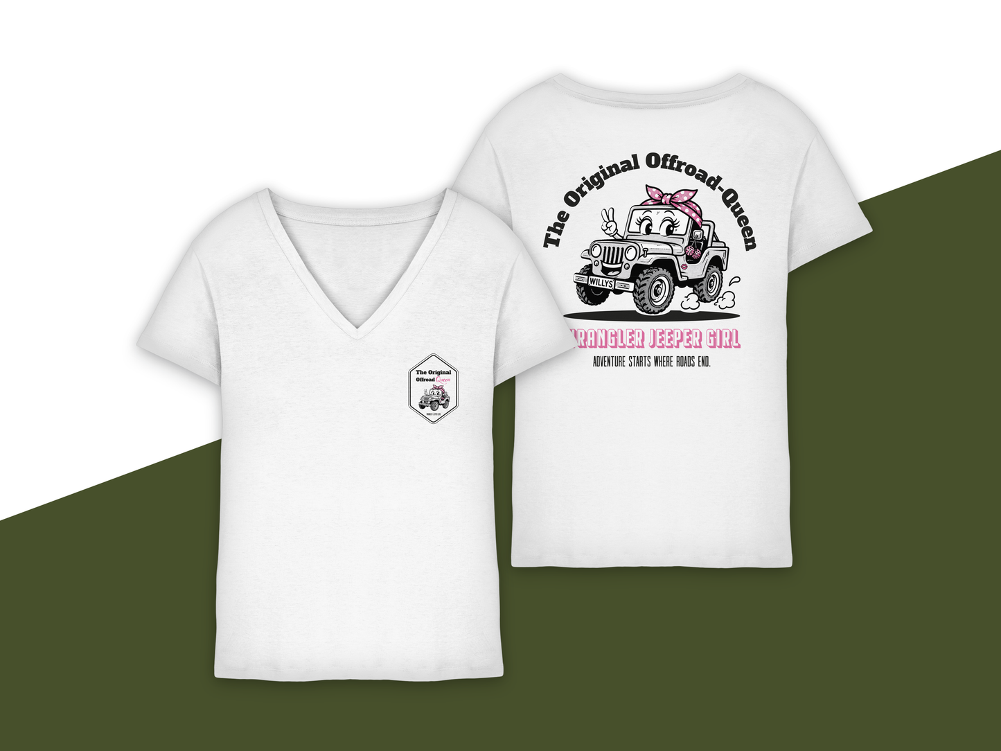 Offroad Queen - Wrangler Jeeper Girl - Ladies V-Neck Shirt