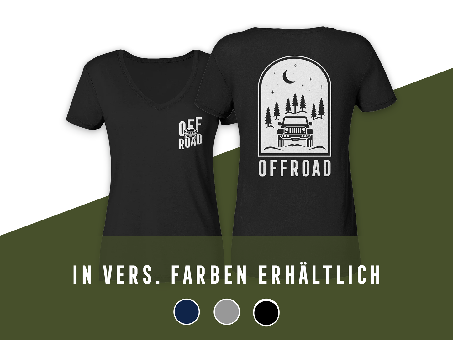 Ladies V-Neck Shirt „Offroad Jeeper“ – für Jeep & Offroad-Fans