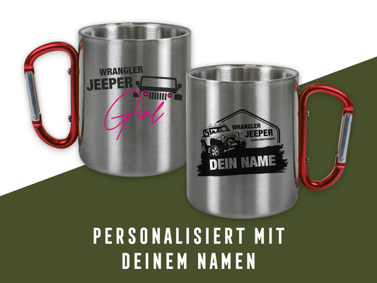 Wrangler Jeeper Girl – Edelstahl Tasse mit Karabinergriff