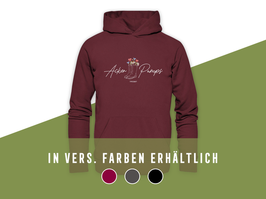 Organic Hoodie „Acker Pumps“ – Dein Dorfkind-Statement für Alltag, Partys & Festivals