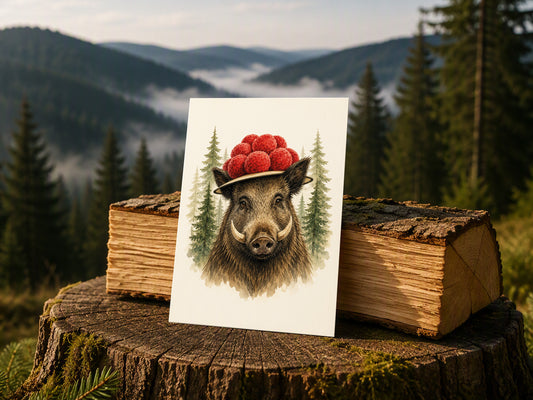 Postkarte: „Bollenstark“ - Schwarzwald Wildschwein