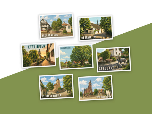 Heimatpostkarten Set: Ettlingen & Stadtteile