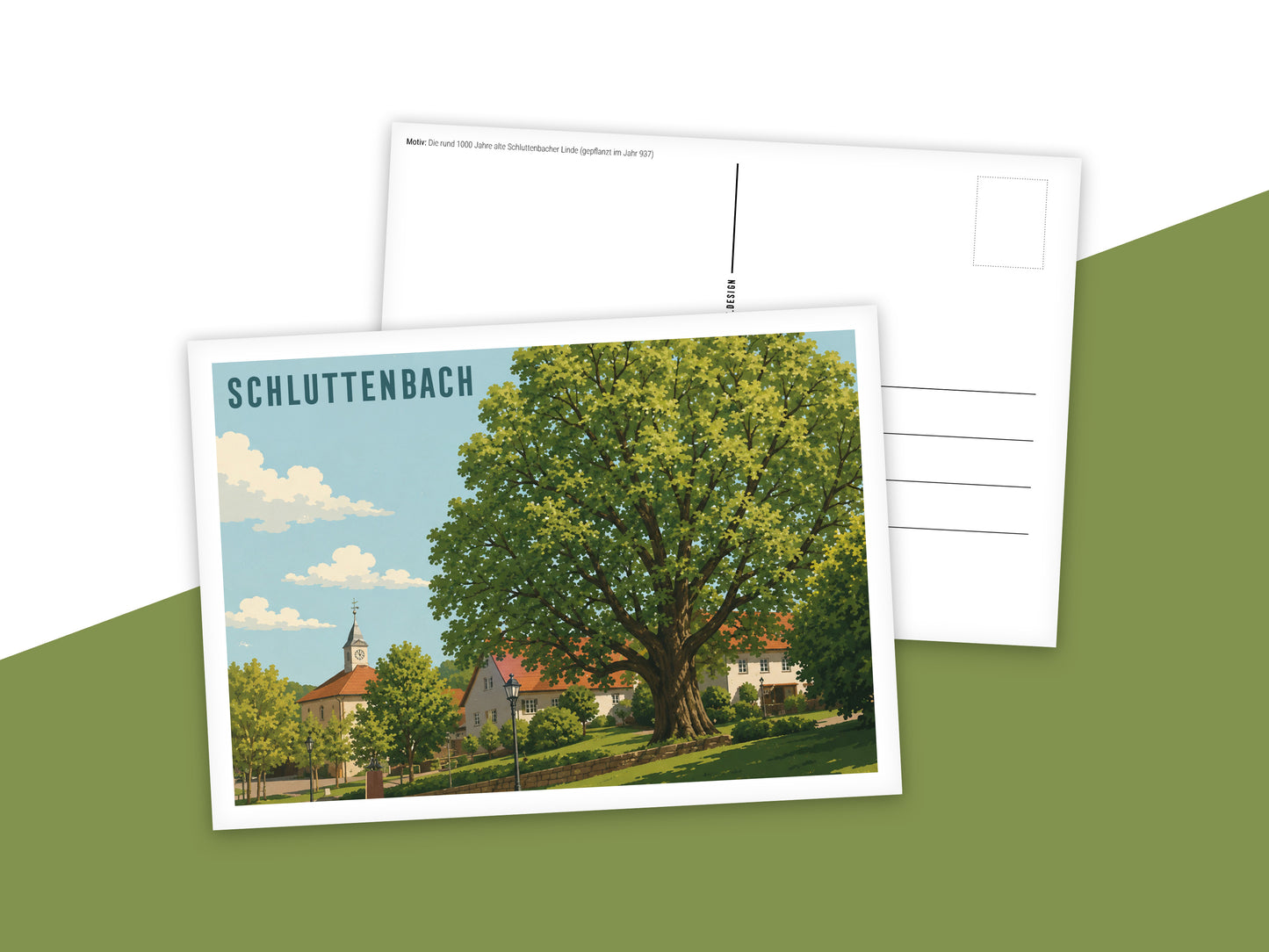 Heimatpostkarte: Schluttenbach - Motiv: Die rund 1000 Jahre alte Schluttenbacher Linde