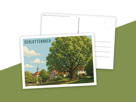 Heimatpostkarte: Schluttenbach - Motiv: Die rund 1000 Jahre alte Schluttenbacher Linde