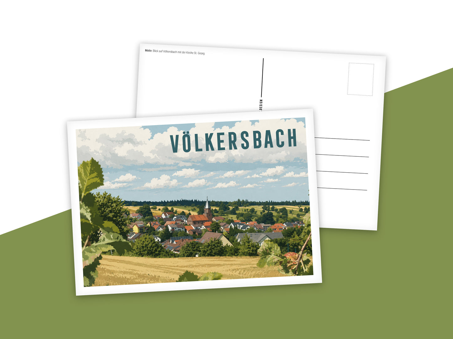 Heimatpostkarte: Völkersbach - Motiv: Blick auf Völkersbach mit der Kirche St. Georg