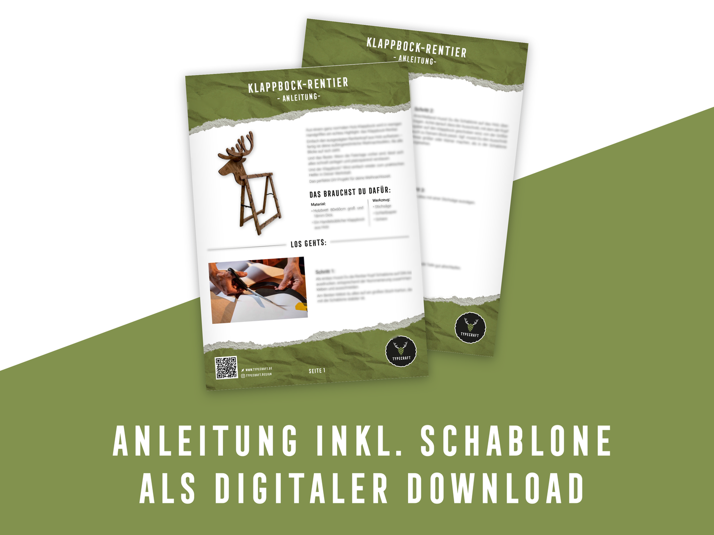 Klappbock-Rentier – Anleitung inkl. Schablone (PDF Download)