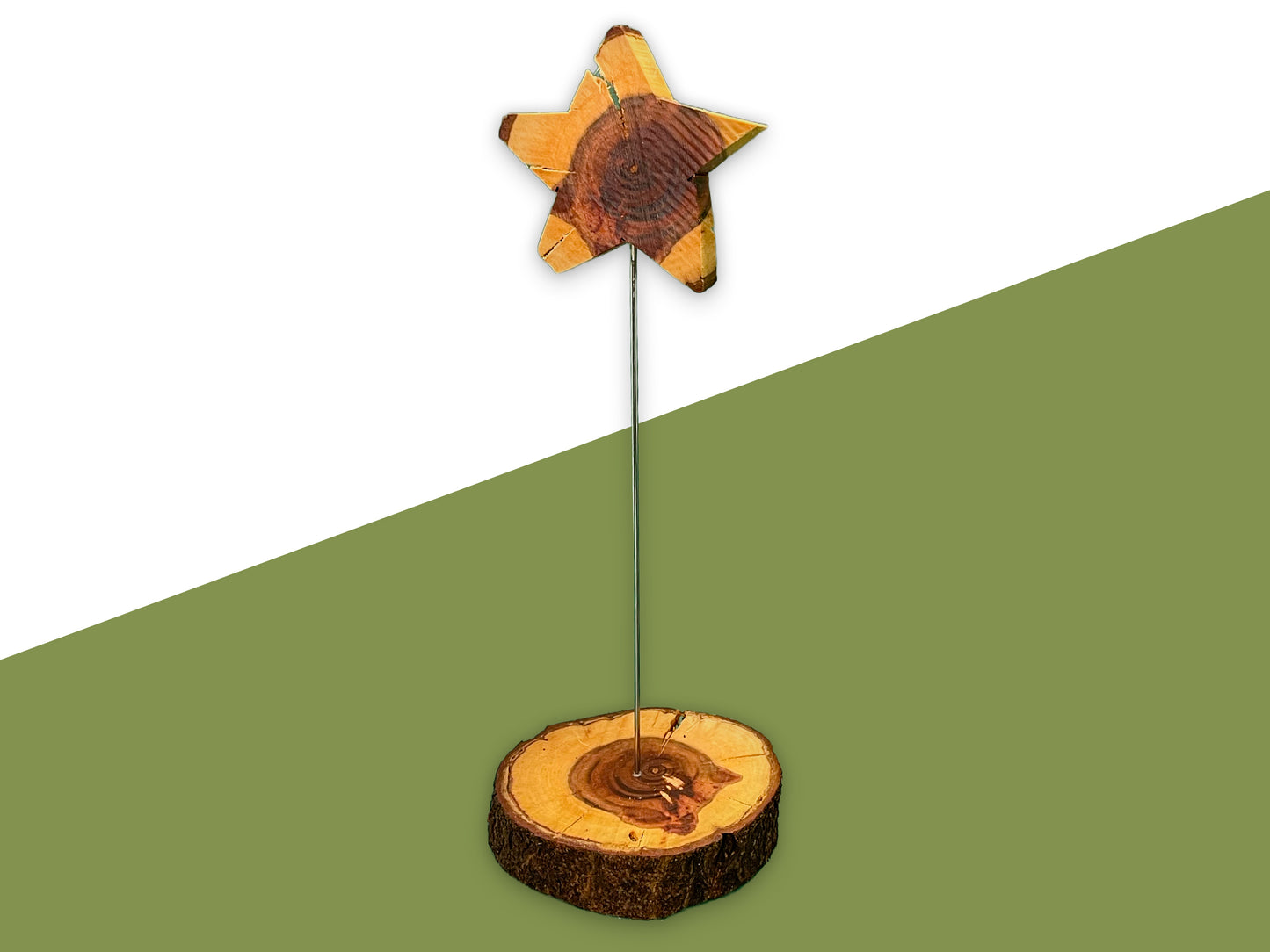 Handgefertigter Holzstern auf Stab – weihnachtliche Dekoration & Geschenkidee