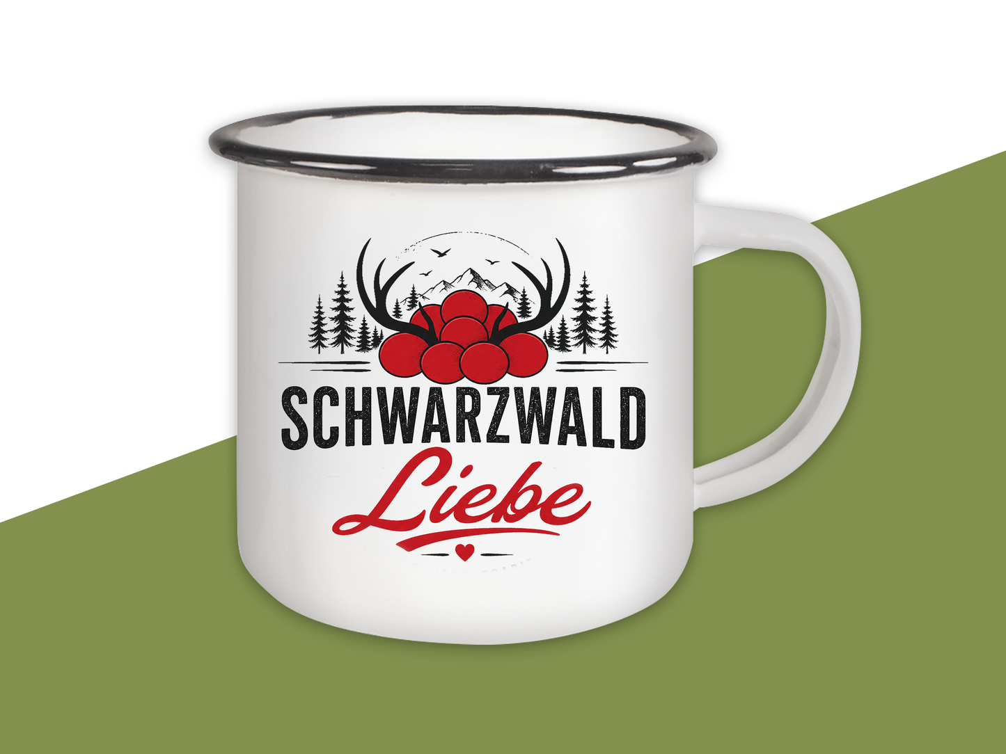 Schwarzwald Liebe  - Emaille Tasse (Black)