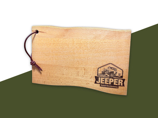 Handgefertigtes Vesperbrett aus Buchenholz – Wrangler Jeeper Baden-Württemberg Edition