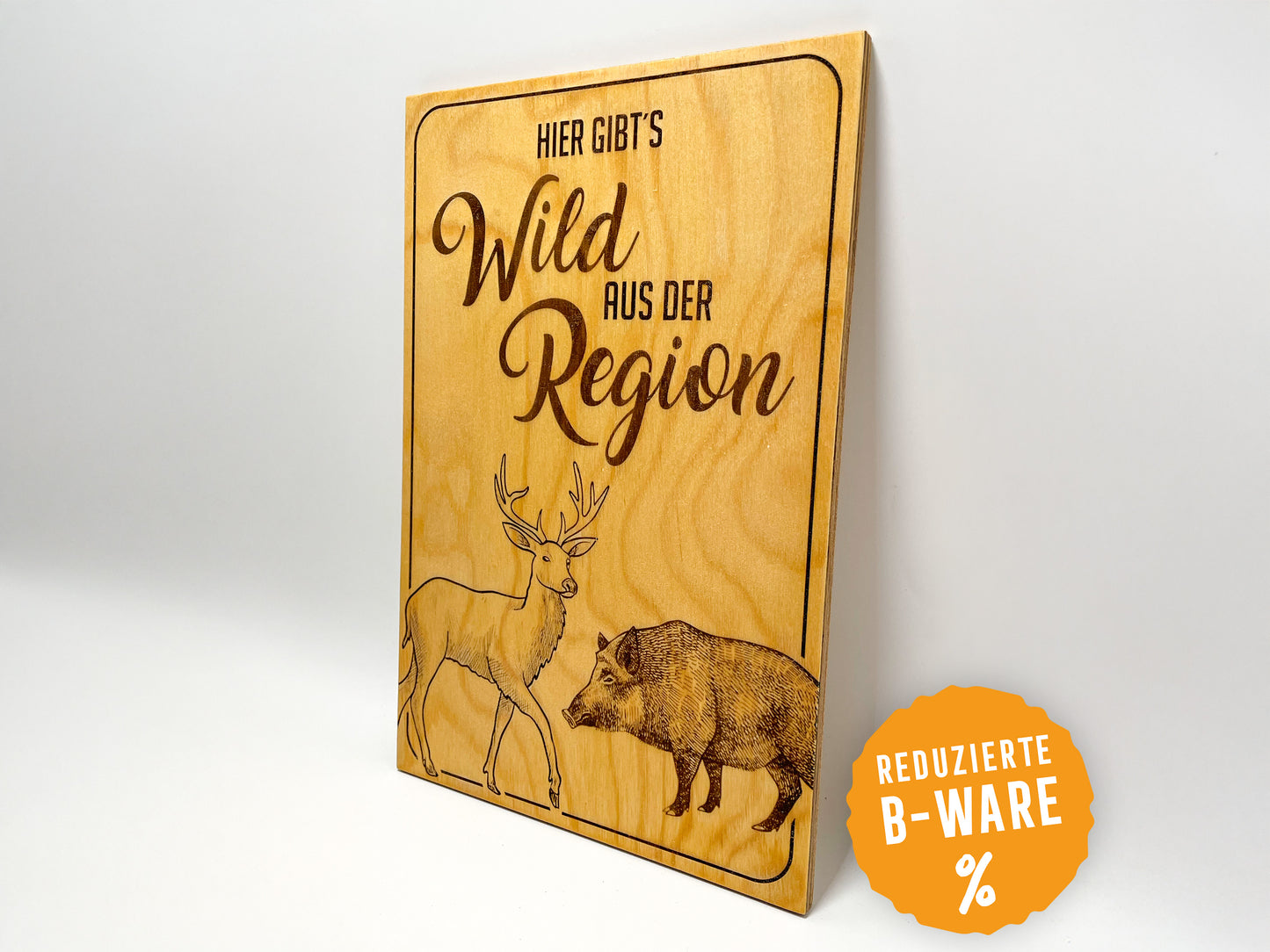 B-Ware: Schild "Hier gibts Wild aus der Region" - Holzschild | Jagdbedarf | Hofladen