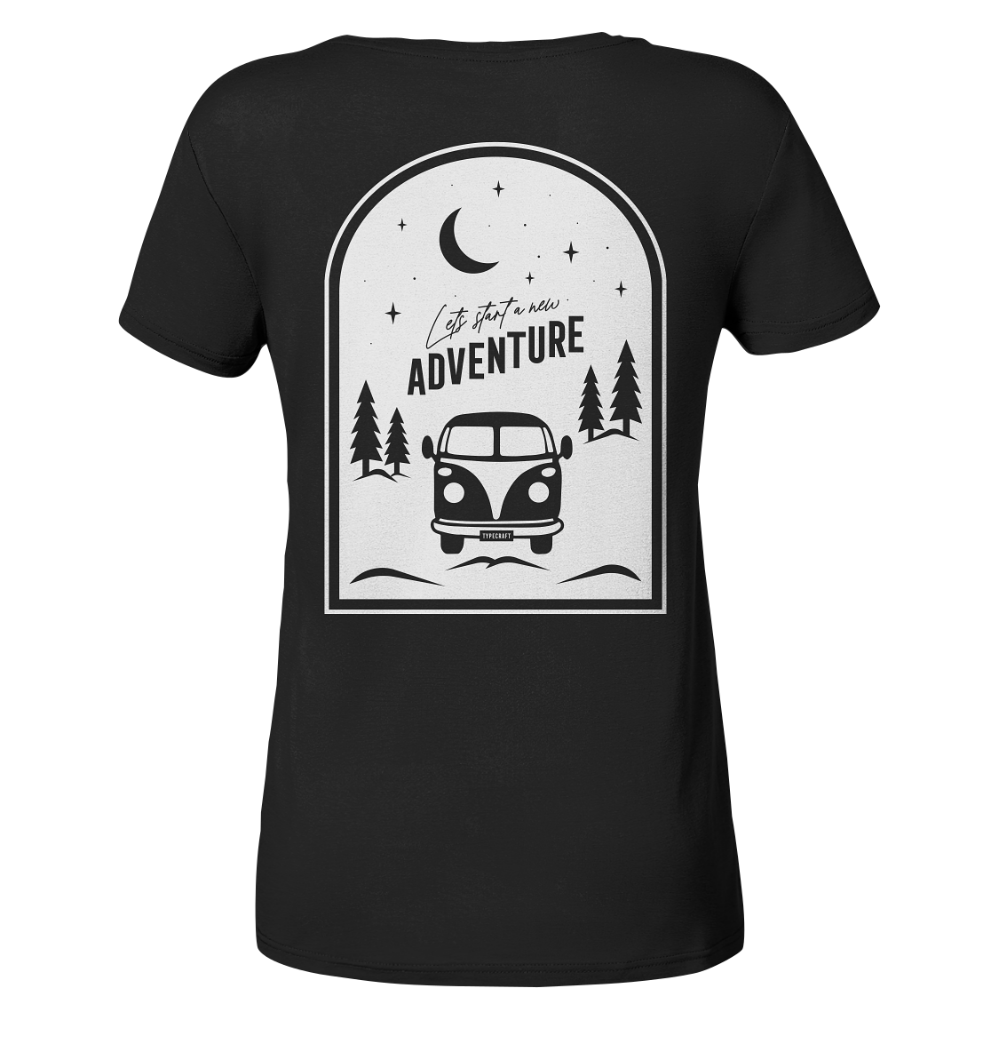 Ladies V-Neck Shirt „Let’s Start a New Adventure – Camping“