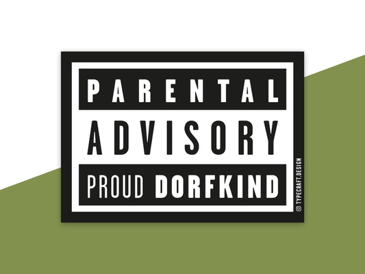 Partysticker "Parental Advisory proud Dorfkind" - 20 Sticker fürs nächste Dorffest, Bauwagenparty oder Festival