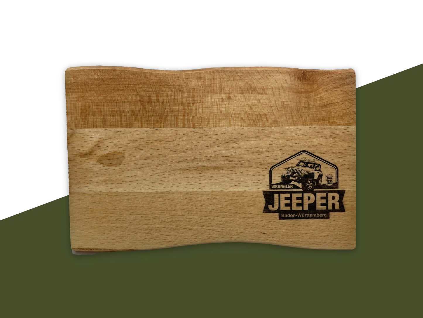 Handgefertigtes Vesperbrett aus Buchenholz – Wrangler Jeeper Baden-Württemberg Edition