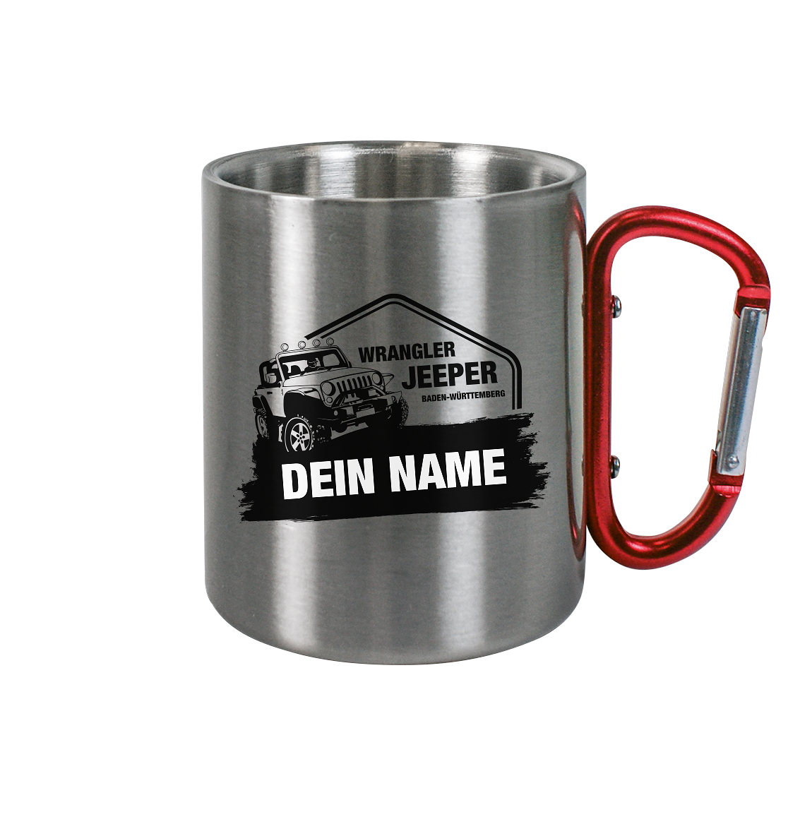 Wrangler Jeeper Girl – Edelstahl Tasse mit Karabinergriff