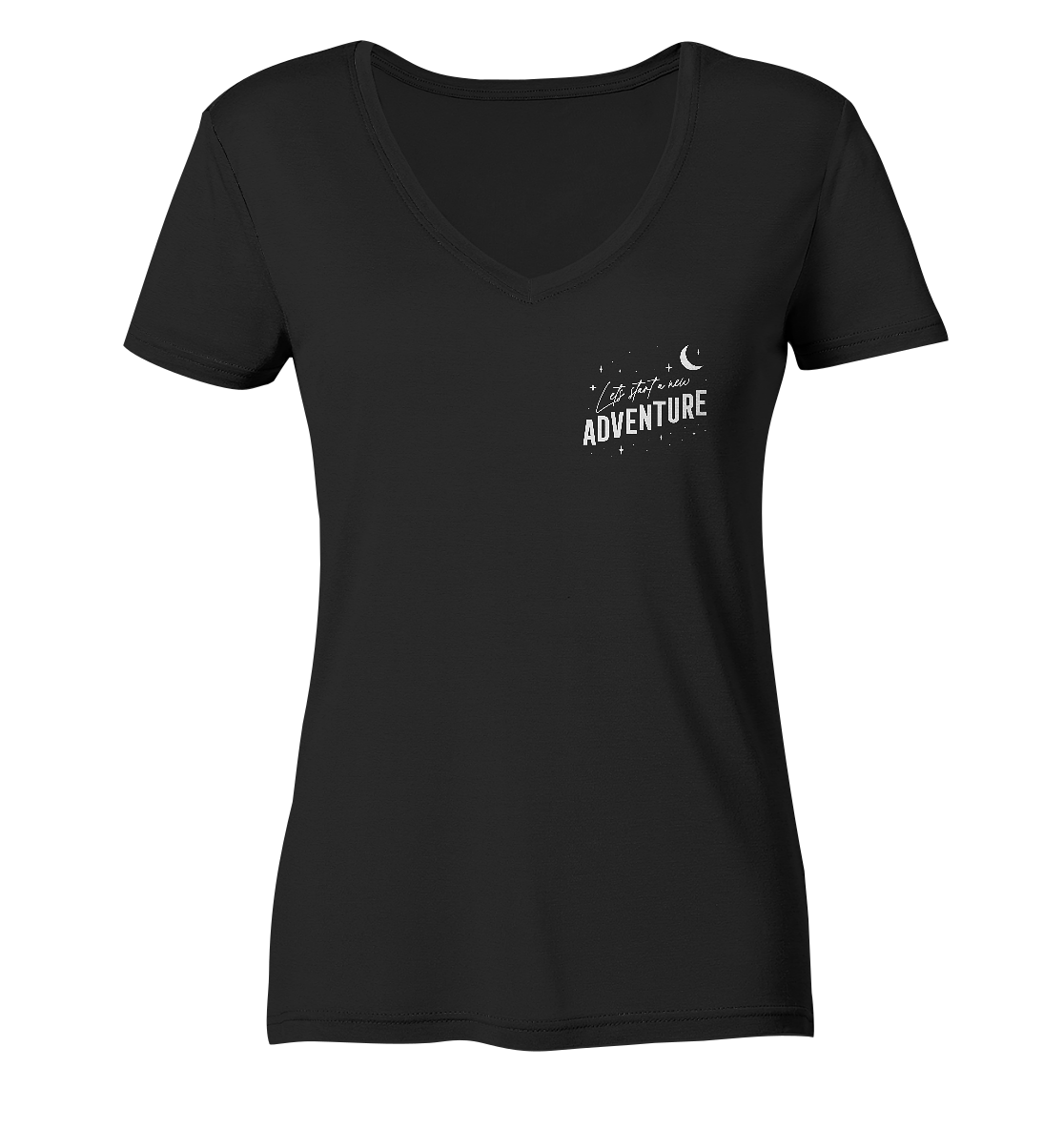 Ladies V-Neck Shirt „Let’s Start a New Adventure – Camping“