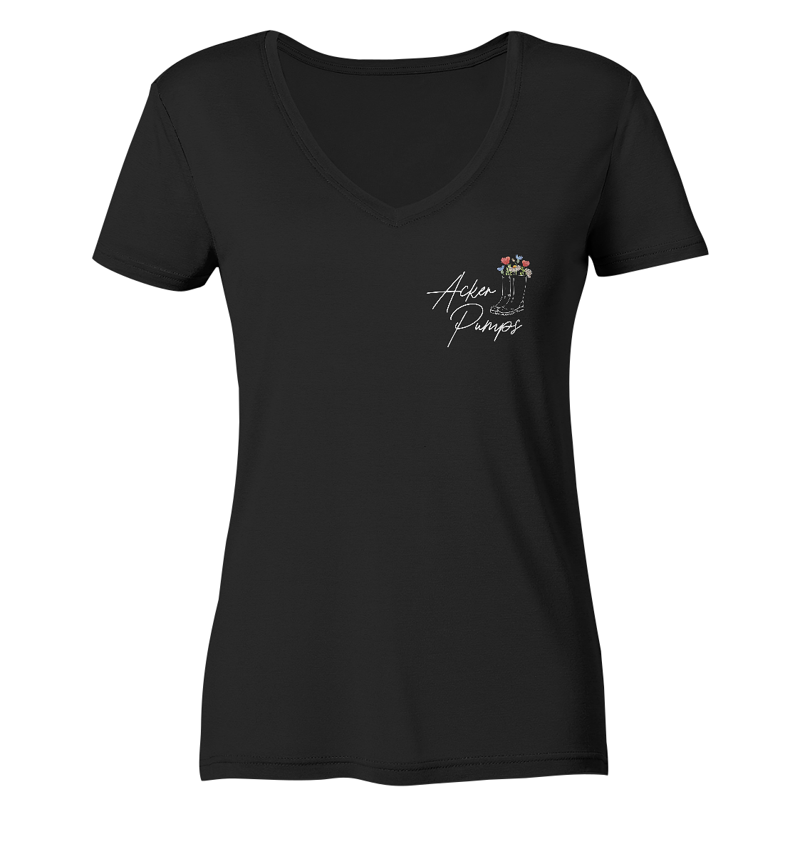 Ladies V-Neck Shirt „Acker Pumps“ – Dein Dorfkind-Statement für Alltag, Partys & Festivals