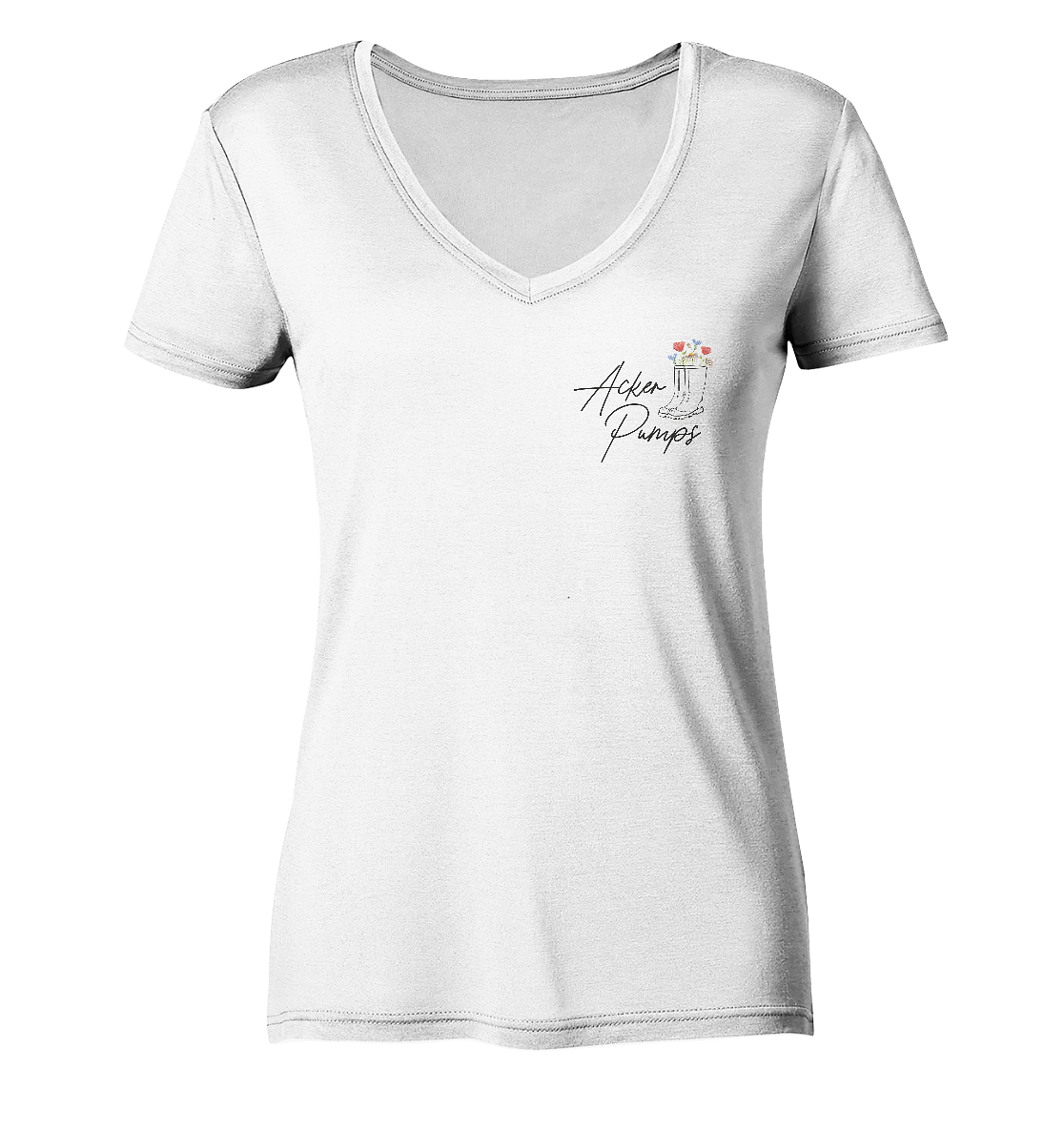 Ladies V-Neck Shirt „Acker Pumps“ – Dein Dorfkind-Statement für Alltag, Partys & Festivals