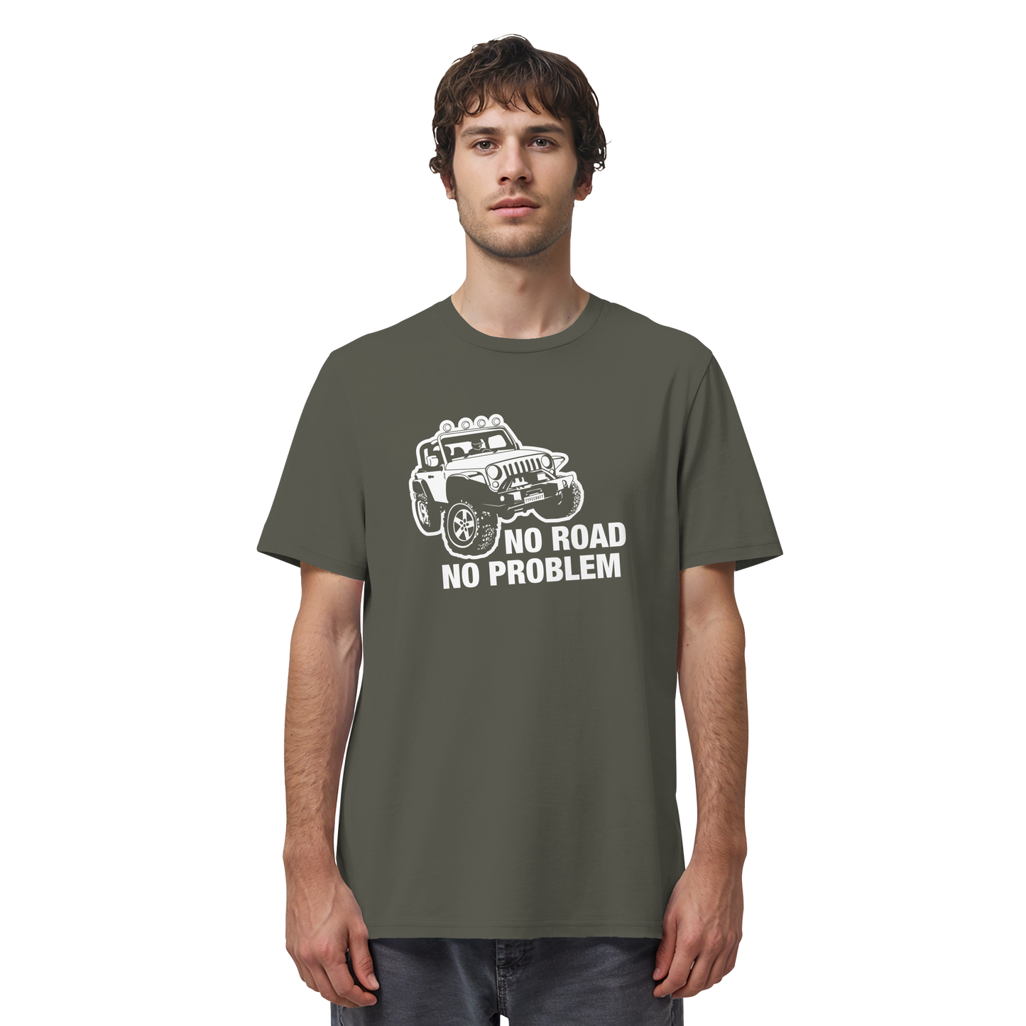 Organic Shirt – „No road, No problem“ für Offroad & Jeep Fans