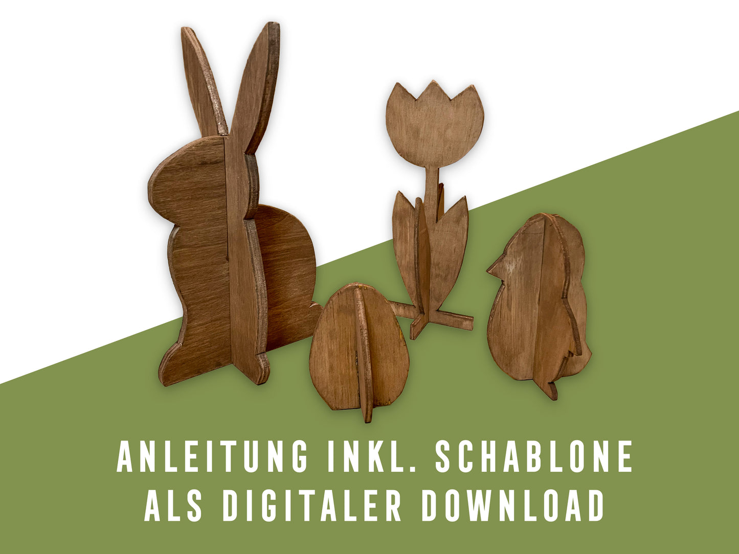Osterdeko basteln: DIY-Steckfiguren Set aus Holz - Anleitung inkl. Schablone (PDF Download)