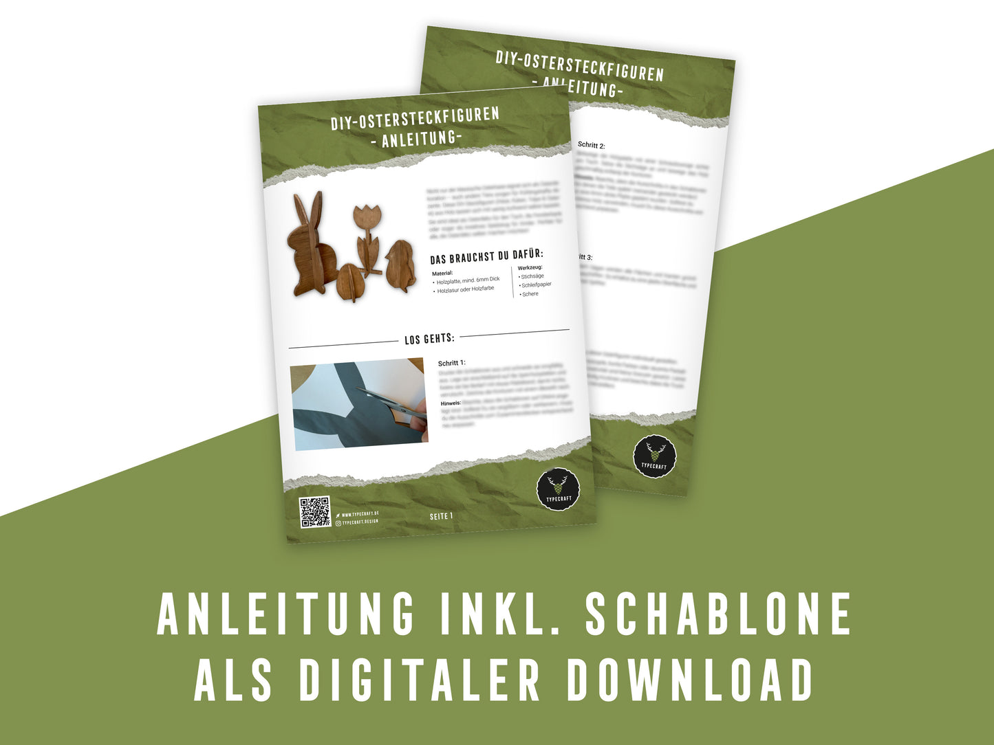 Osterdeko basteln: DIY-Steckfiguren Set aus Holz - Anleitung inkl. Schablone (PDF Download)